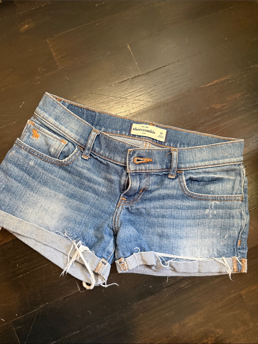 Abercrombie & Fitch Medium Blue Rolled Hem Denim Shorts